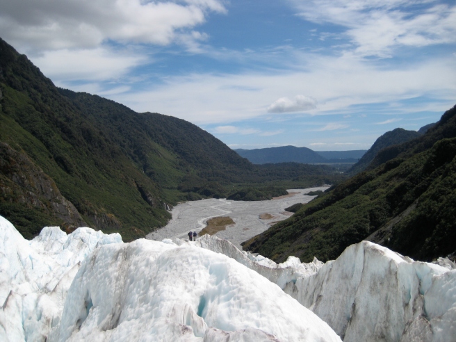 Franz Josef from the top - One of the worlds steepest commercially guided glacier.