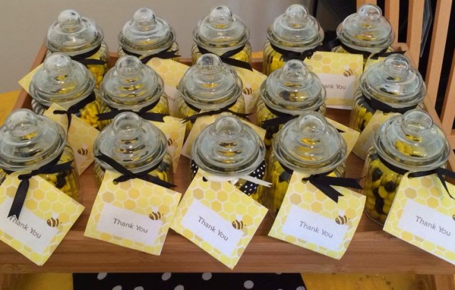 Giveaways - Yellow and Black chocolate candy in glass jar